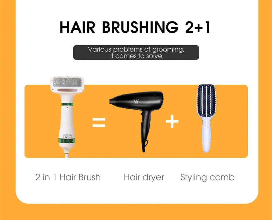 SnugPet™ 2-in-1 Pet Hair Dryer & Grooming Brush – Professional Home Grooming Tool for Cats & Dogs