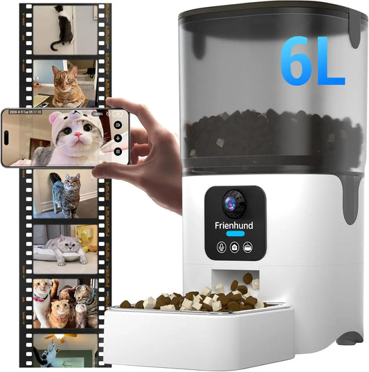 SnugPet™ Smart Camera Automatic Cat Feeder 1080P HD Live View with Night Vision 5G Automatic Dog Feeder with Two-Way Audio Detachable