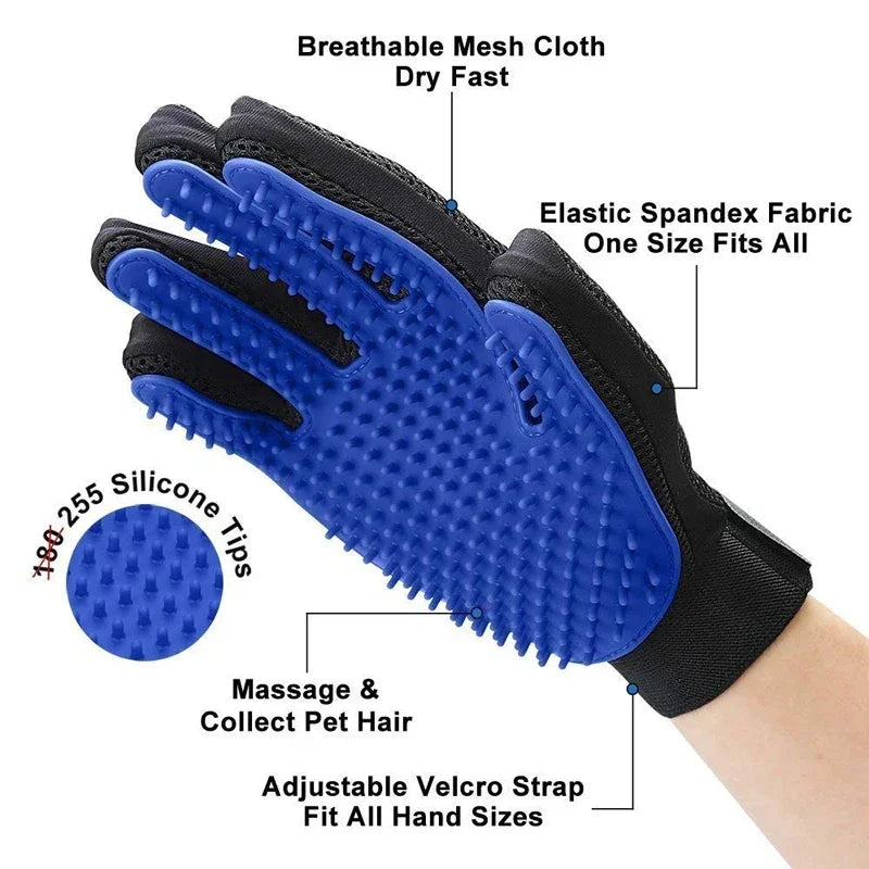 SnugPet™ Silicone Pet Grooming Gloves – Hair Removal & Massage Brush for Cats & Dogs