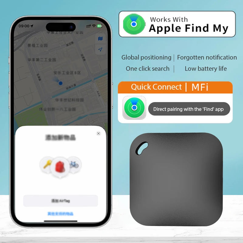 SnugPet™ Smart Bluetooth GPS Tracker – Works with Apple Find My APP, Anti-Lost Reminder Device, MFI Rated Locator for Car Keys, Pets, and Kids