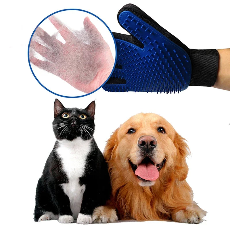 SnugPet™ Silicone Pet Grooming Gloves – Hair Removal & Massage Brush for Cats & Dogs