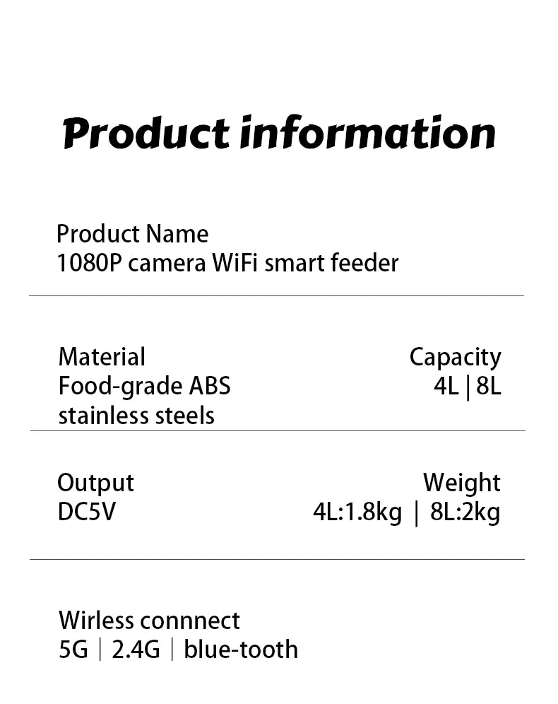 SnugPet™ 8L Automatic Cat & Dog Feeder with 1080p Camera – 5G WiFi Smart Food Dispenser with Voice Recorder & Tuya APP Control